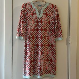 J. McLaughlin Coral and Seafoam Catalina Cloth Dress